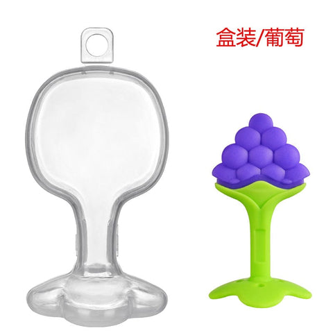 BIGMK.PH Boxed-grapes Silicone baby teether Fruit shape newborn two-color three-dimensional teether molar stick with box