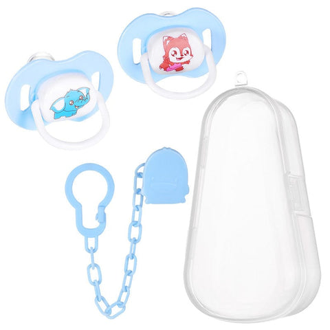 BIGMK.PH pink Baby pacifier set cartoon silicone pacifier + chain combination baby sleep play mouth