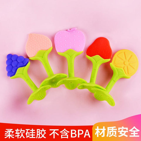 BIGMK.PH Silicone baby teether Fruit shape newborn two-color three-dimensional teether molar stick with box