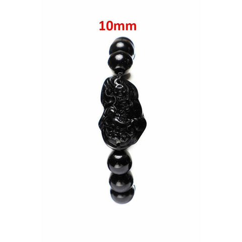 Obsidian Pi Yao Bracelet - Black & Yellow - Feng Shui -- Black-10mm -BIGMK.PH