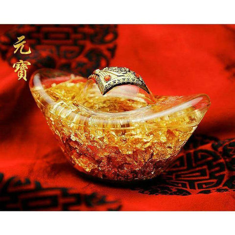 Feng Shui Gold Foil Crystal Ingot(yuan bao) Decoration -Feng Shui --BIGMK.PH