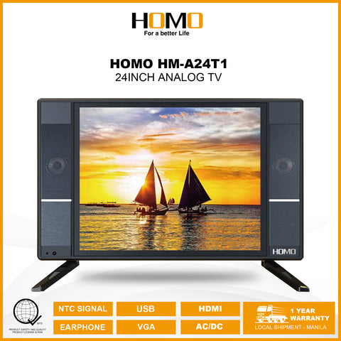 HOMO 24" Analog LED TV - AC/DC with Built-in Games