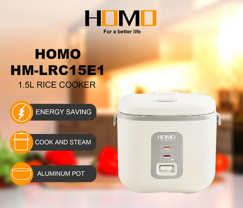 HOMO Rice Cooker 1.5L - Medium Capacity Electric Rice Cooker