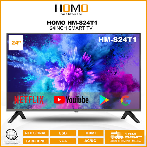 HOMO 24" HD Smart LED TV - Compact Smart TV with ISDB-T Tuner