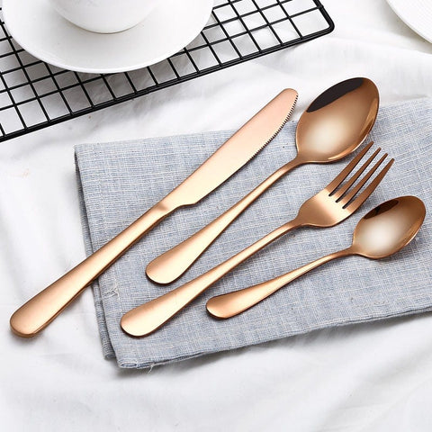 Bigmk 40 rose gold cutlery set of 4 pieces (bags) 1010 Cutlery Set Gold Plated Stainless Steel Cutlery Creative Color Western Steak Cutlery