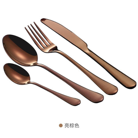Bigmk 410 coffee knife, fork and spoon 4-piece set (bagged) 1010 Cutlery Set Gold Plated Stainless Steel Cutlery Creative Color Western Steak Cutlery