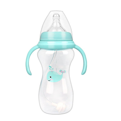 BIGMK.PH 300ml blue Baby wide mouth PP feeding bottle 300ml nipple bottle with handle