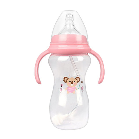 BIGMK.PH 300ml pink Baby wide mouth PP feeding bottle 300ml nipple bottle with handle