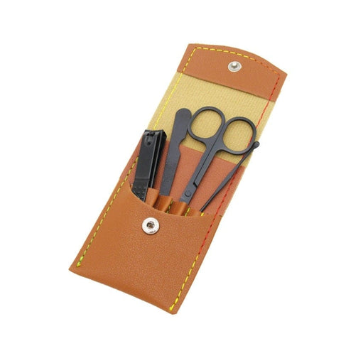 BIGMK.PH Brown / 4pcs 16pcs Manicure Pedicure Set Finger Toe Nail Clippers Scissors Grooming Tool with Leather Case Kit for Women Men