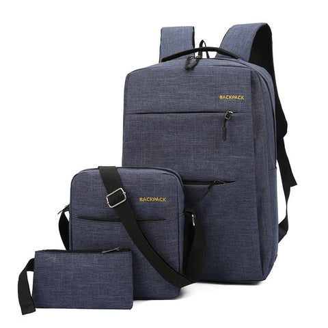 BIGMK.PH Fashion Bag Computer bag 3in1 set of business backpack backpack men's canvas bag student bag