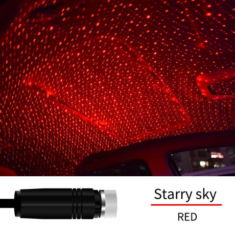 BIGMK.PH Red light-highlight / Energy power : 5W USB Car Atmosphere Blue Star Light Interior Decoration Mini LED Projection Lamp Star Night