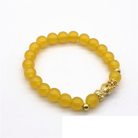 8mm Gold Piyao Crystal Bracelet - Feng Shui -- Yellow -BIGMK.PH