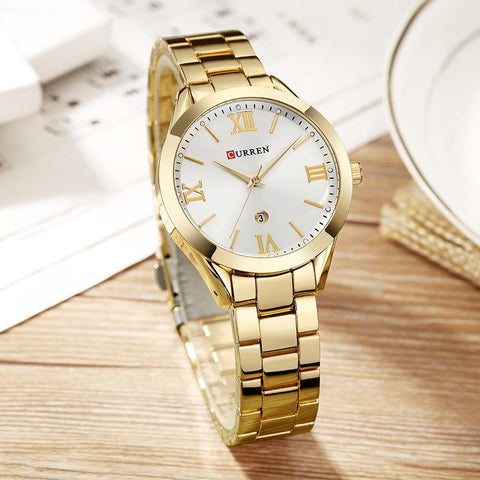 CURREN 手表 CURREN Gold Watch Women Watches Ladies 9007 Steel Women's Bracelet Watches Female Clock Relogio Feminino Montre Femme