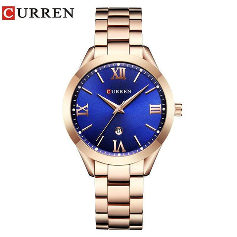 CURREN 手表 rose blue CURREN Gold Watch Women Watches Ladies 9007 Steel Women's Bracelet Watches Female Clock Relogio Feminino Montre Femme