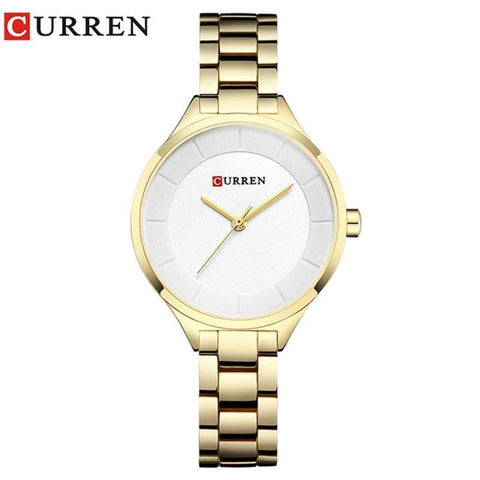 CURREN Gold White CURREN Simple Women Watches Ladies Creative Steel Women's Bracelet Watches Female Clock Relogio Feminino Montre Femme 9015