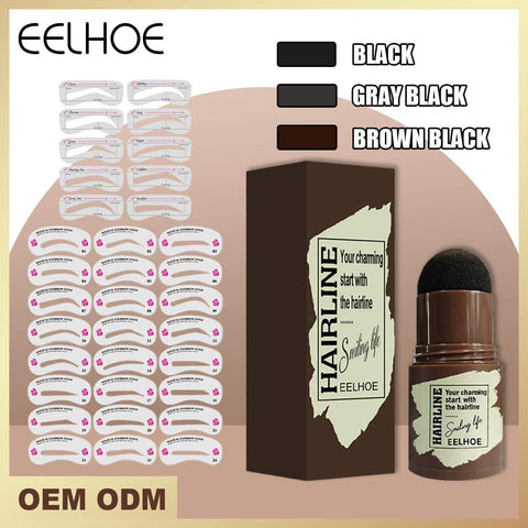 EELHOE One Step Stamp Shaping Kit For Brow Professional Long Lasting Eyebrow Makeup Set With 24pcs Reusable eyebrow stencil and filler