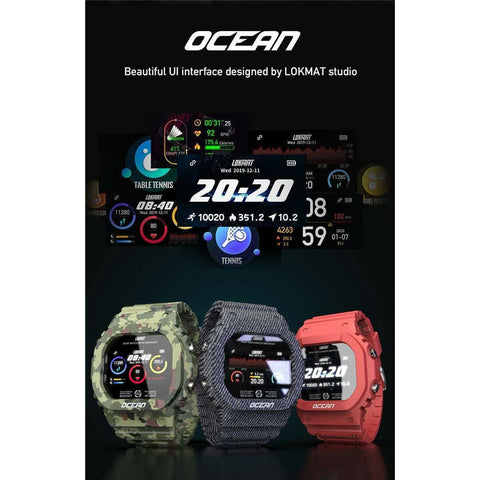 LOKMAT LOKMAT Ocean Smart Watch Men Fitness Tracker Blood Pressure IP68 Waterproof 1.14 inch Touch Screen Heart Rate Monitor Smartwatch