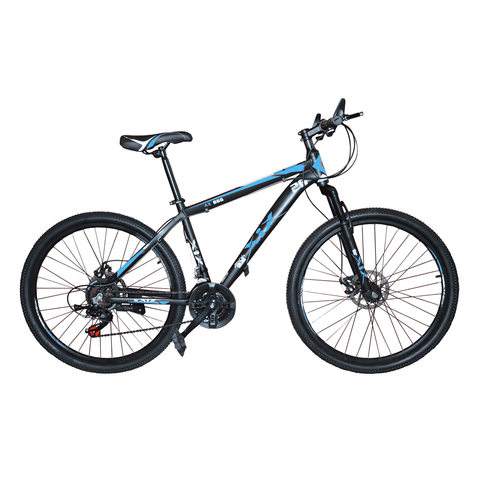 XiX Mountain Bikes Black-Blue XiX AX-866 (Version 1) - Alloy 24 Speed Mechanical Disc Brake Mountain Bike 26er