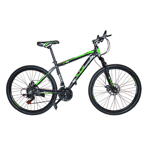 XiX Mountain Bikes Black-Green XiX AX-866 (Version 1) - Alloy 24 Speed Mechanical Disc Brake Mountain Bike 26er